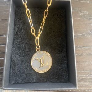 Upcycled LV charm new paper clip chain